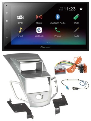 PIONEER USB Bluetooth DAB 2din mp3 autoradio per Ford Fiesta 08-10 ARGENTO 