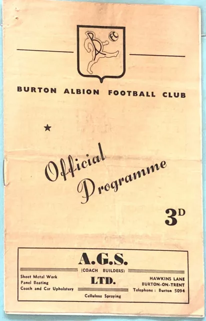 Burton albion v Oswestry Town 1956-57 (Birmingham League)