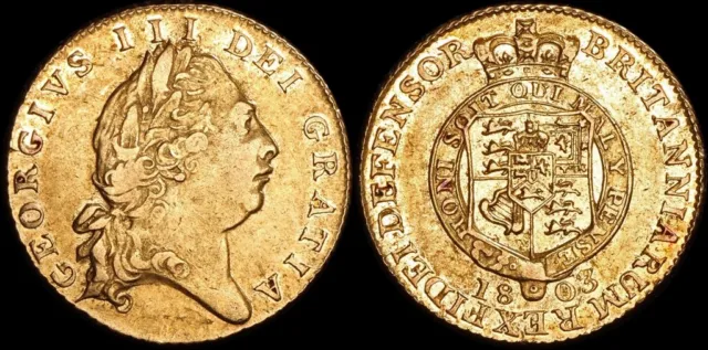 GREAT BRITAIN 1803 George III gold ½ Guinea 6th head. VF/aEF. S-3736