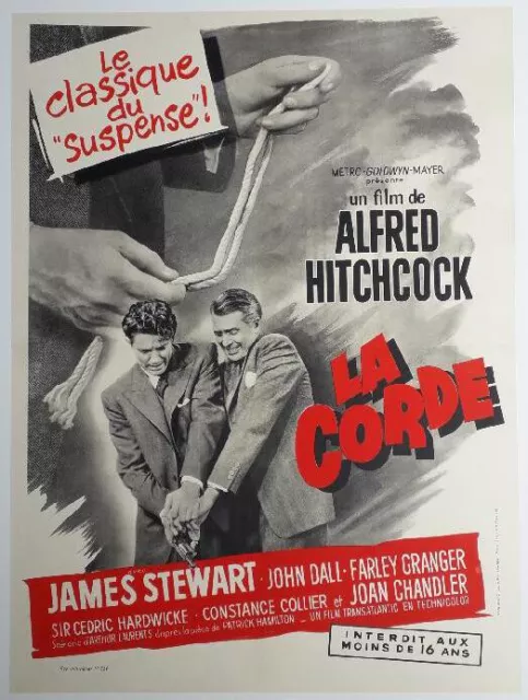 Affiche entoilée LA CORDE The Rope ALFRED HITCHCOCK James Stewart 60x80cm