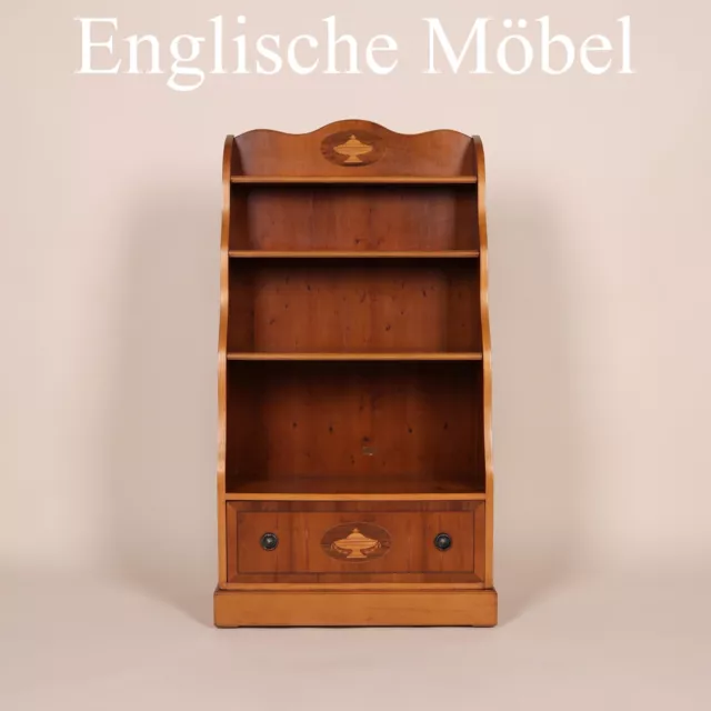 Englische Möbel original Bücherregal Eibe Highboard Bookcase Schubfach Intarsie