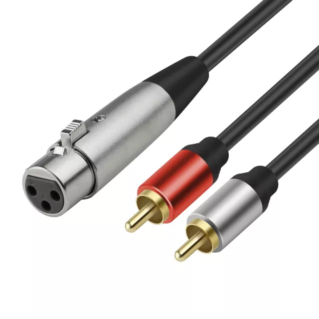 1.5m 3 Pin XLR Female to Dual RCA Male Plug Stereo Audio Y Splitter Patch Cable