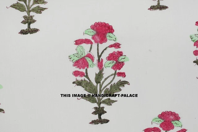 Par Yard Indien Main Bloc Rouge Fleur Imprimé Course Desseré Coton Tissus