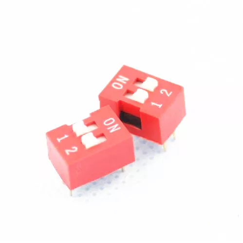 50PCS Red 2.54mm Pitch 2-Bit 2 Positions Ways Slide Type DIP Switch J10