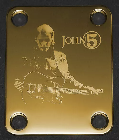 GUITAR NECK PLATE Custom Engraved Etched - Fits Fender - JOHN 5 - Gold