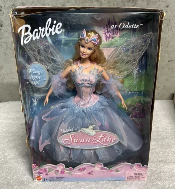 NRFB Barbie as Odette of Swan Lake Doll 2003 Mattel Light Up Wings DAMAGED BOX