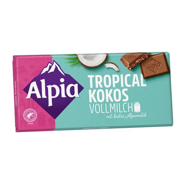 Alpia Kokos Delicato Alpenvollmilchschokolade Con Kokosraspeln 100g