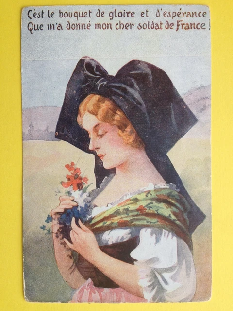 cpa Bouquet ALSACE GUERRE WW1 Marne! Yser! and Verdun Soldat de FRANCE