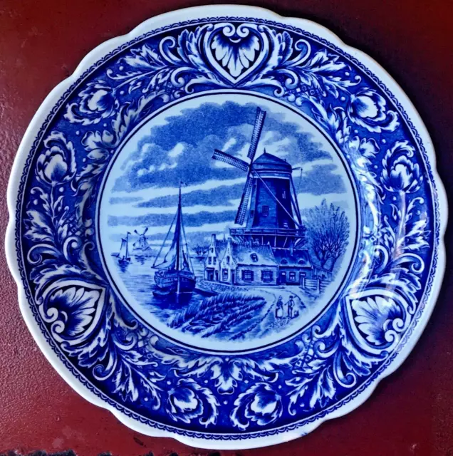 Vintage Delfts Royal Sphinx Petrus Regout Maastrict Windmill Blue Wall Plate