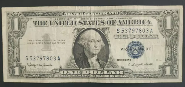 CA-003 * 1957B Series * ONE DOLLAR * $1 * Silver Certificate * Blue Seal Note