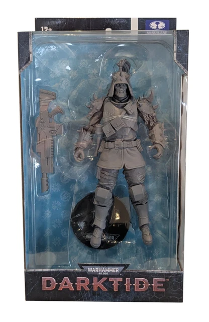 Figura De Warhammer 40,000 Kasrkin (Astra Militarum) De 7 Pulgadas De McFarlane Toys, Gris Mate Para Pintar, Con 22 Puntos De Articulación, Lanzagranadas Y Base De Exhibición