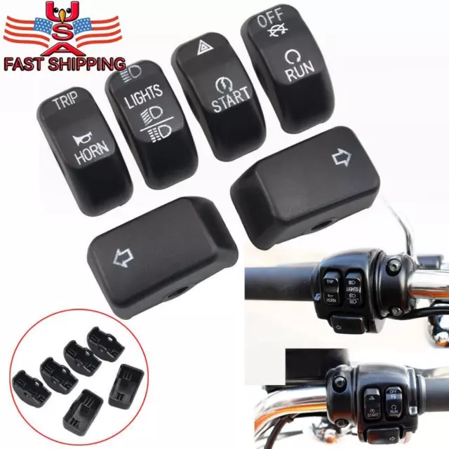 Black Hand Control Buttons Switch Cap For Harley Dyna Softail Sportster XL Dyna