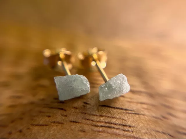 Aventurine 18ct Gold Rough/Raw Crystal Ear Studs, Un-treated