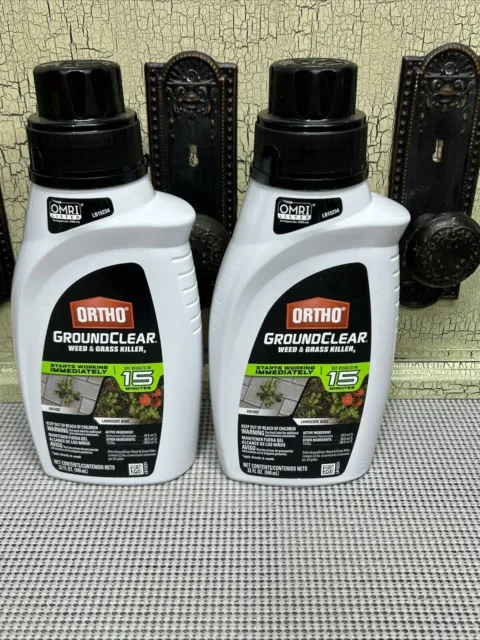 Lot of 2 Ortho GroundClear Concentrate Weed & Grass Killer Two Bottles 32oz 64oz