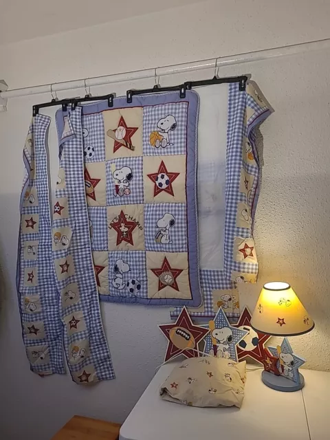 Lambs Ivy Snoopy Sports Baby Bedding Set Lamp Valances Wall Decor Little Champ