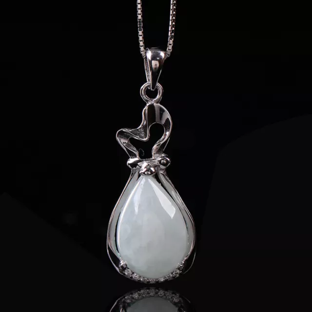 Natural Jade Jadeite Real 925 Sterling Silver Pendant CZ Inlay Purse Amulet
