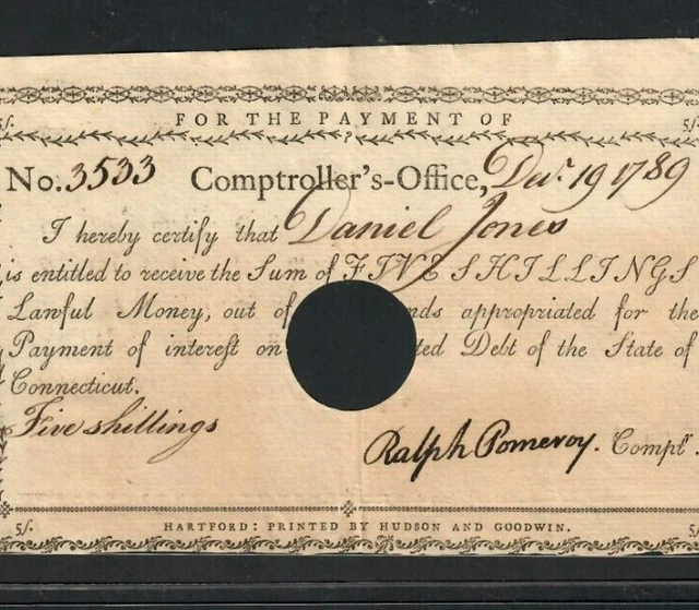 5 Shillings "Old Colonial " 1789 (Ralph Pommeroy) "Old Colonial" 1789 Rare!!!!