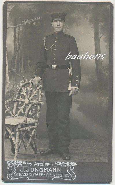 Foto/CDV Strassburg i.E. Portrait Soldat-Bajonett-Schützenschnur  (G470)