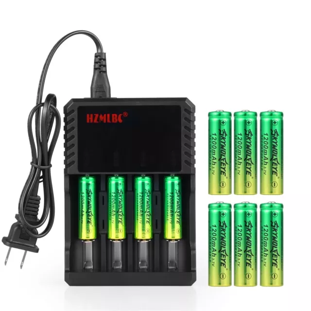 Skywolfeye 14500 Battery 1200mAh Li-ion 3.7V Rechargeable Cell AA Size LOT