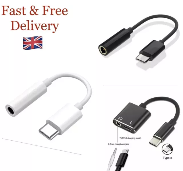 USB TYPE C TO 3.5mm Jack AUDIO Aux Headphone Adapter Headset Type C Earphone Uk