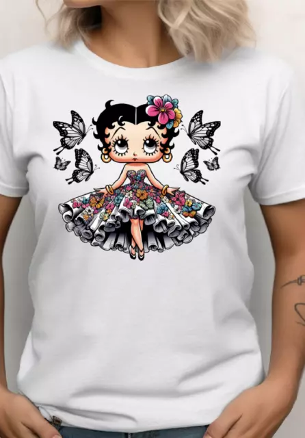 Personalisable Beautiful Retro Betty Boop T-shirt Sizes 8 - 16