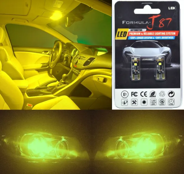 Error Luz LED 194 Amarillo 3000K Dos Bombillas License Placa Etiqueta Mejora SMD