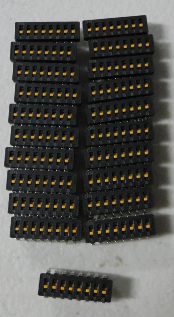 1 Lot of 21 pieces NOS Omron 8 position Slide Dip Switches
