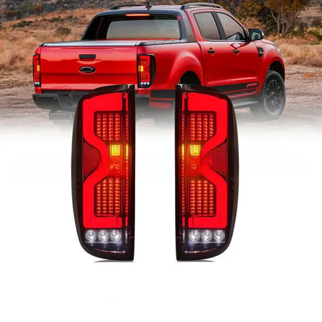 For Ford Ranger 2012-2021 LED A Pair Rear Brake Lamp Assembly Smoked Tail Light