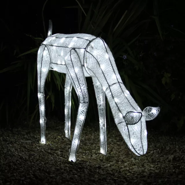 Illuminazione esterna renna natalizia decorazione LED bianco giardino cerva grande 60 cm