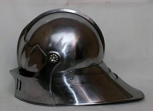 Elmo medievale tedesco con celata, cavaliere, armatura, replica, acciaio...