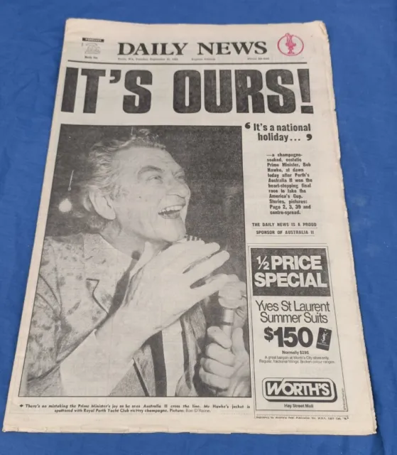 1983 America's Cup Australia Ii Win! 40 Page Full Daily News Perth Wa Newspaper