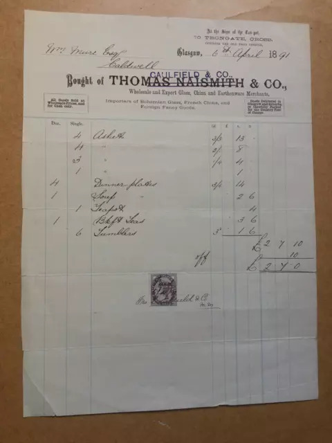 Glasgow  China  Merchants  Invoice.