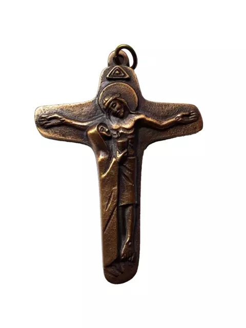 Kreuz "Jesus und Maria" - 6 x 8,5 cm - Kommunionkreuz - mit Aufhängung - Bronze