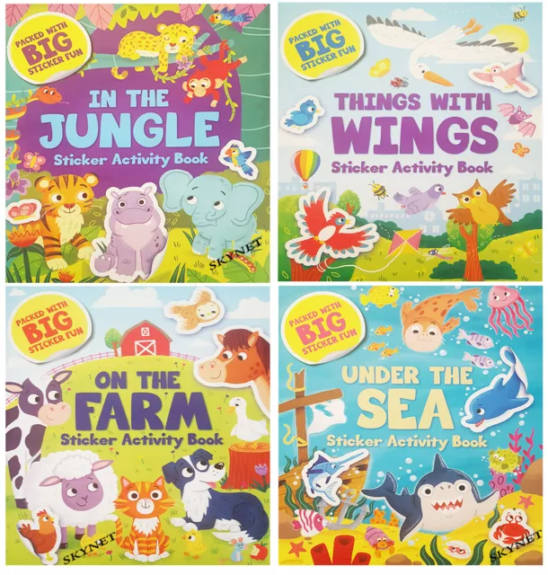 In The Jungle Farm Birds Sea Sticker Books Children's kids Activity Book Learn