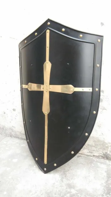 Hand Forged Gothic LAYERED STEEL CROSS SHIELD Medieval Battle Armor sca / larp