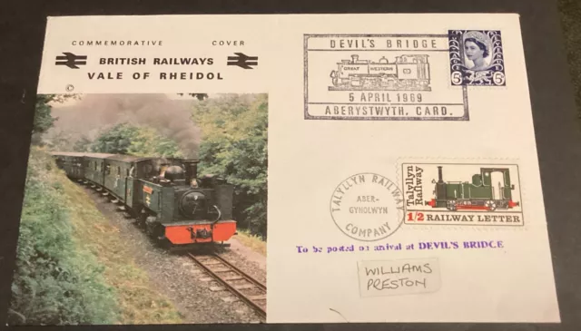 British Railways Vale Of Rheidol Cover 1969 With Railway Letter Stamp…Scarce…