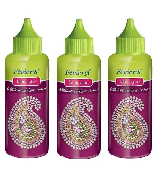 Colle Pour Tissu Fevicryl No Stitch 30ml - Lot De 3, Livraison Gratuite, Colle Textile Transparente