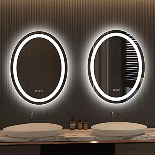 Espejo de baño redondo/ovalado LED espejo de baño sin herrajes táctil IP44 ahorro de energía