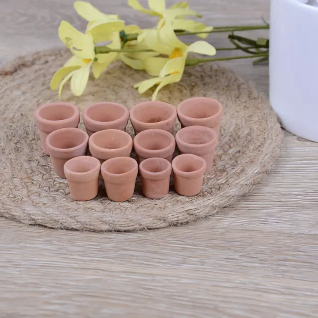 12Pcs Dollhouse 1:12 miniature flower pot handmade red clay pot garden home-u-