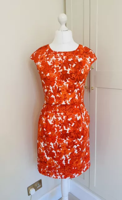 MaxMara Weekend Shift Dress Floral Print Orange & White Size 10