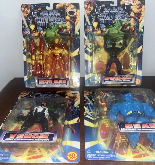 Marvel Universe 1996 Toy Biz Action Figure Lot Of 4 / Venom, Spider-Man, Beast