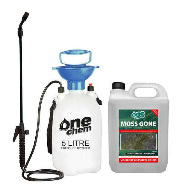 MOSS GONE MOSS killer 5L with 5L Garden Sprayer Fast Acting One Chem £