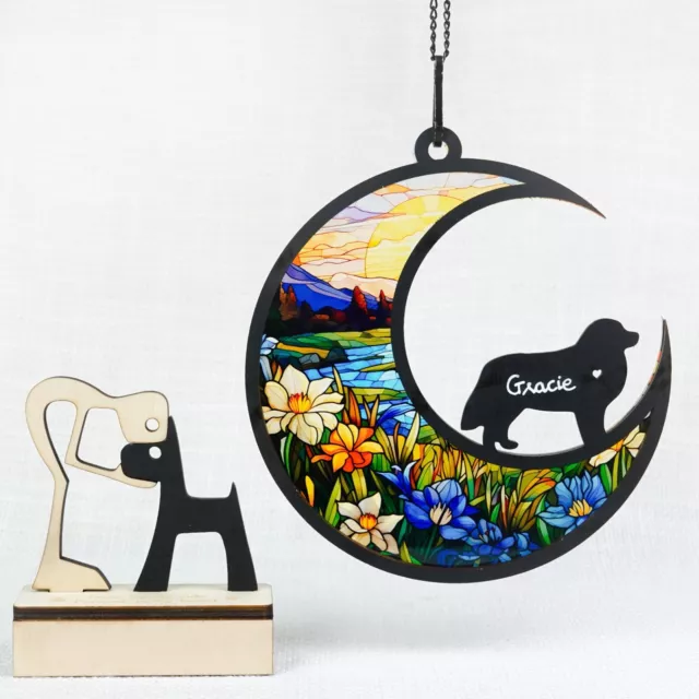 Custom Bernese Mountain Suncatcher Dog Memorial Gift Pet Mom Dog Loss Ornament