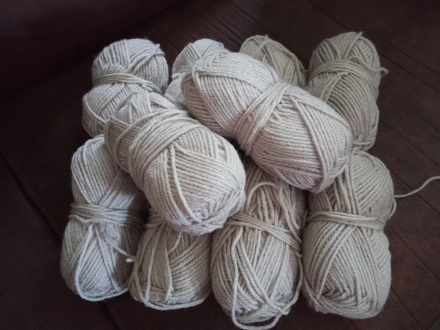 Lot De 10 Pelotes De Laine Phildar LIN - Beige - Aiguille 6 - Neuf