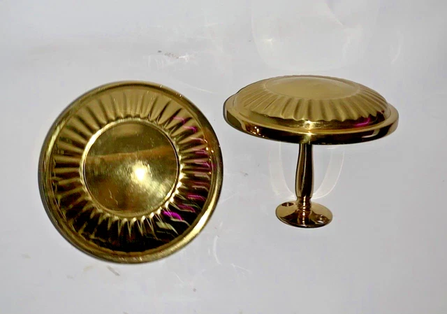 2 Vintage Heavy Solid Brass Drapery Curtain Hold Tie Backs Medallion Japan 3.5"
