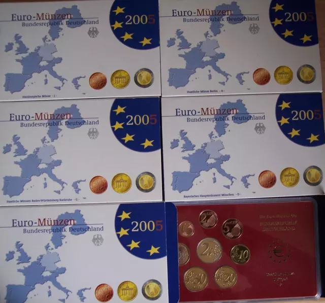 BRD Euro Kursmünzensatz KMS 2005 A,D,F,G,J komplett PP