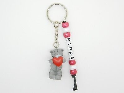 Me To You Personalised Name Keyring Tatty Teddy Bear Charm Pink Flowers 
