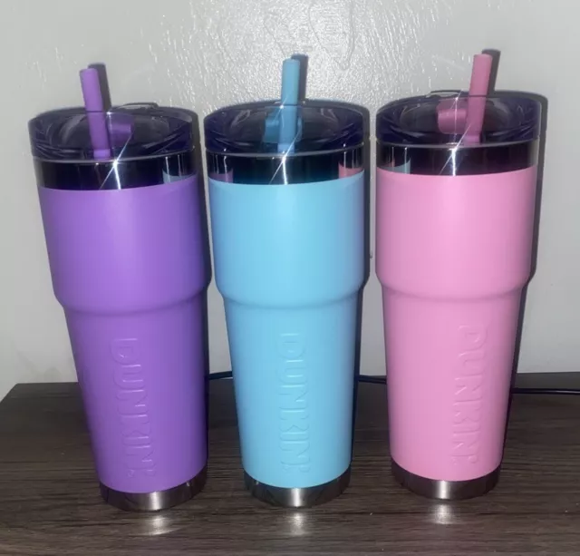 Dunkin 32 oz Insulated Stainless Tumbler  Spring Release!  Pink/ Purple & Blue