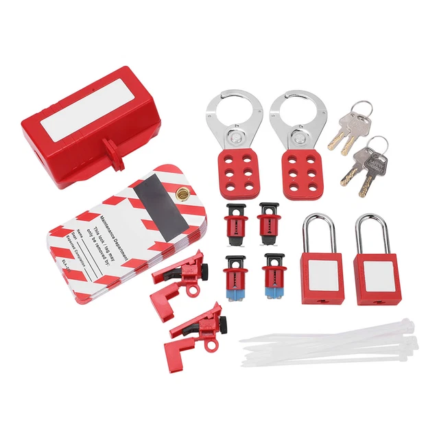 ELECTRICAL CIRCUIT BREAKER Lockout Tagout Kit Padlock Loto Labels Hasps ...
