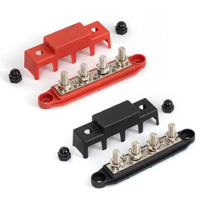 12V Power Distribution-Block 250A Covered-Busbar Terminal Block Binding-Post